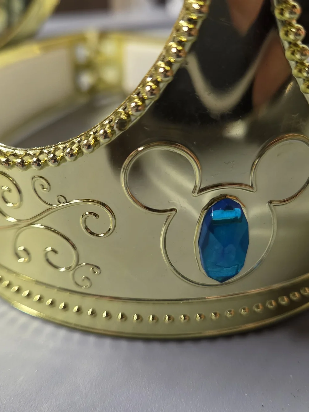 Disney Gold Mickey Mouse Crown Headband with Blue Gems